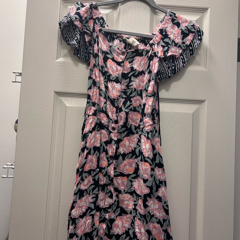 Bella Dahl Pink and Black Floral Dress
